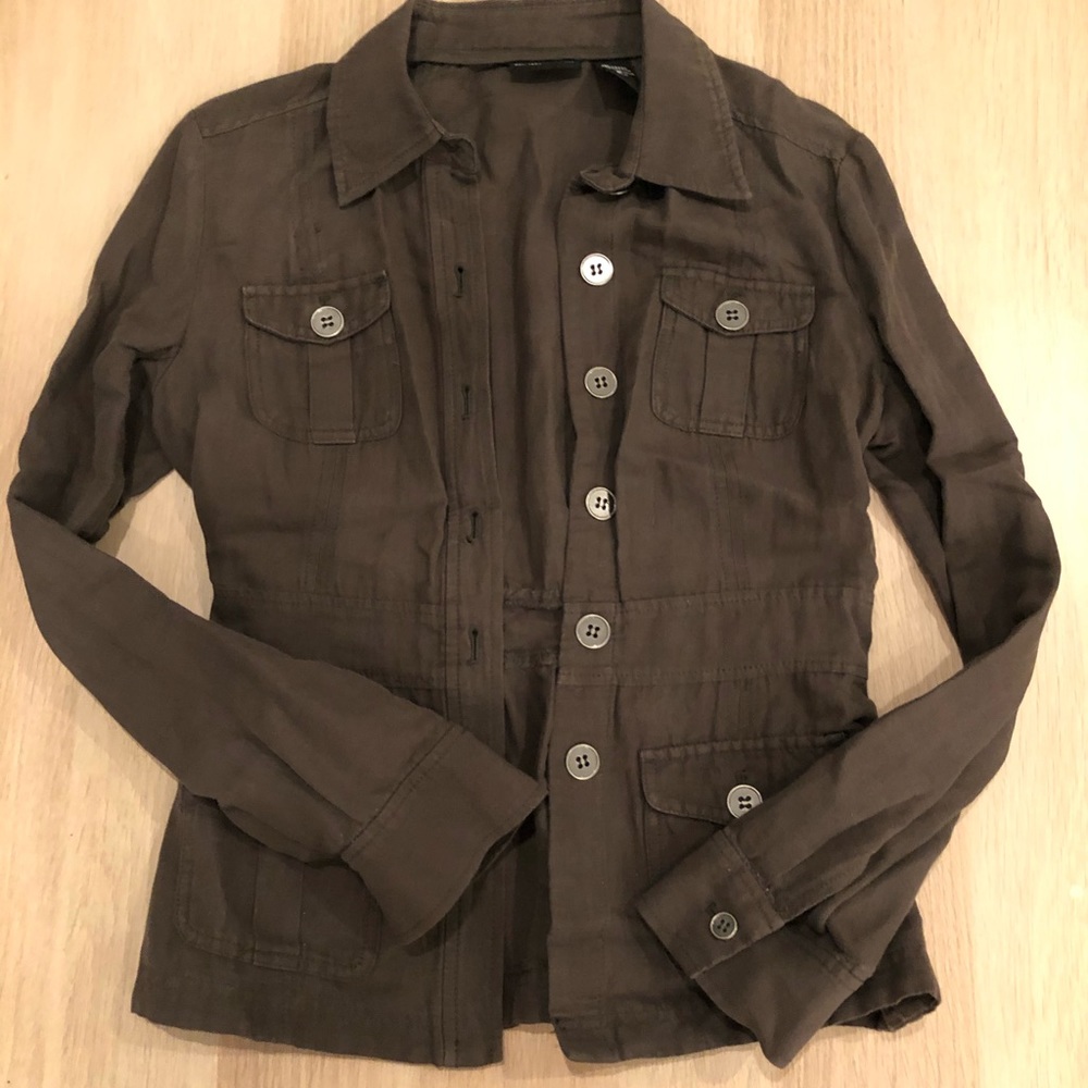 Linen green cargo jacket by NY & Co